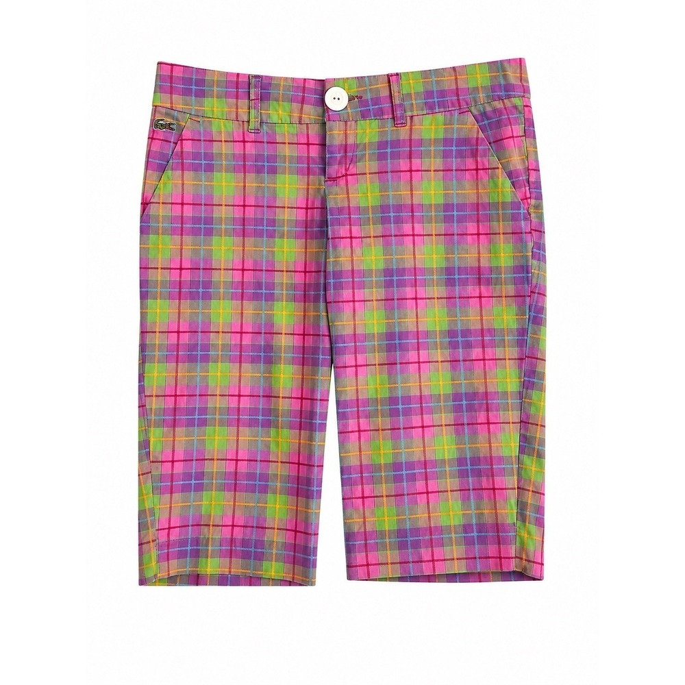 Vintage Lacoste Plaid Bermuda Shorts 29 Golf Country Club Colorful Preppy